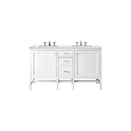 James Martin Vanities Addison 60in Double Vanity, Glossy White w/ 3 CM Ethereal Noctis Top E444-V60D-GW-3ENC
